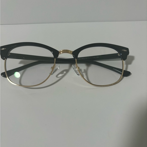 Elegant Black and Gold Browline Glasses - Picture 1 of 6